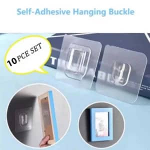 10 Pcs Double Sided Adhesive Wall Hanger Hooks – Transparent No Drill Waterproof Wall Hooks