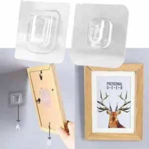 10 Pcs Double Sided Adhesive Wall Hanger Hooks – Transparent No Drill Waterproof Wall Hooks