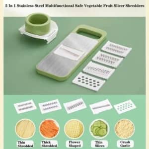 5 in 1 Vegetable Slicer with Stainless Steel Blades